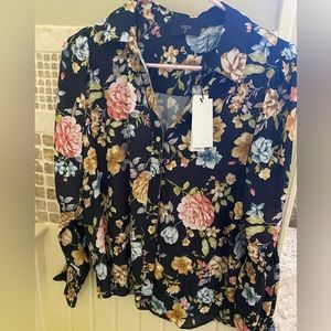 Tahari floral blouse